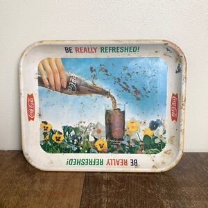Coca-Cola‎ 1961 Coke Be Really Refreshed! Distressed Serving Tray Vintage